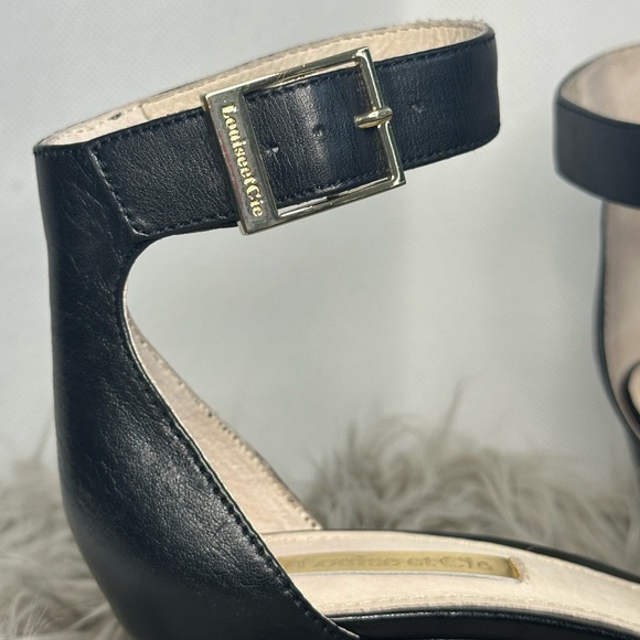 Louise et Cie Leather Open Toe Ankle Strap Heeled Sandals Black - Picture 5 of 5